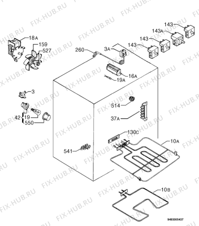 Взрыв-схема плиты (духовки) Privileg 305506_8577 - Схема узла Electrical equipment 268